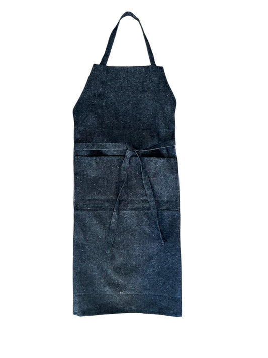 55% hemp 45% organic cotton denim apron / Indigo blue / made in usa