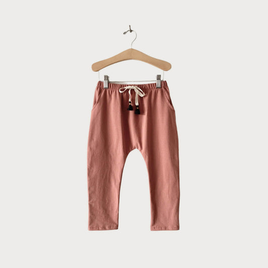 organic cotton harem pants with tassels - clay